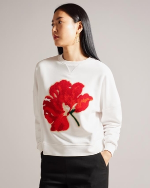 Hauts Ted Baker Placement Print Sweat Blanche Femme | CWI-57880478